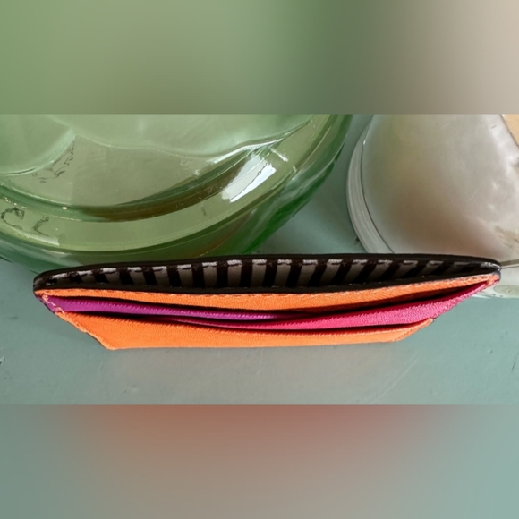 Henri Bendel EUC++ Orange Card Holder w/Centennial Stripe Interior (W167) main image 1